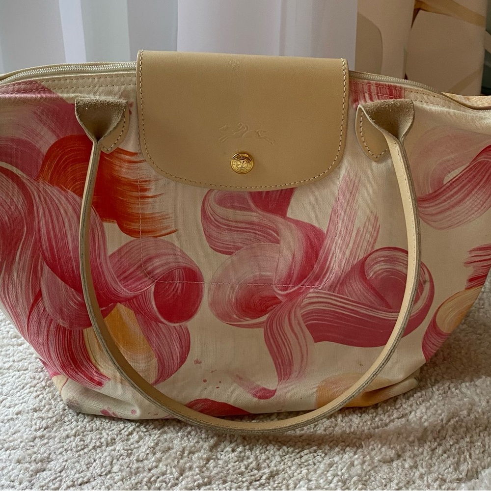 Longchamp pink and cream purse